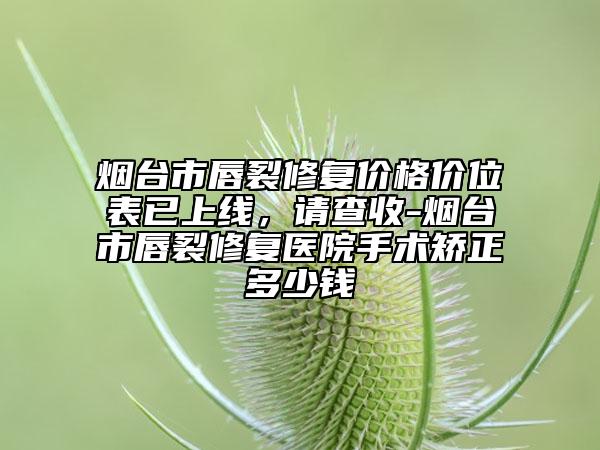 烟台市唇裂修复价格价位表已上线，请查收-烟台市唇裂修复医院手术矫正多少钱