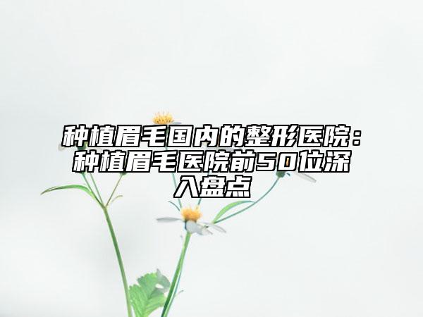 种植眉毛国内的整形医院:种植眉毛医院前50位深入盘点