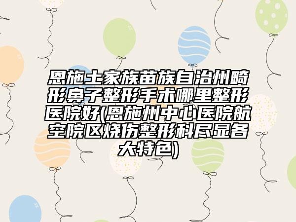 恩施土家族苗族自治州畸形鼻子整形手术哪里整形医院好(恩施州中心医院航空院区烧伤整形科尽显各大特色)