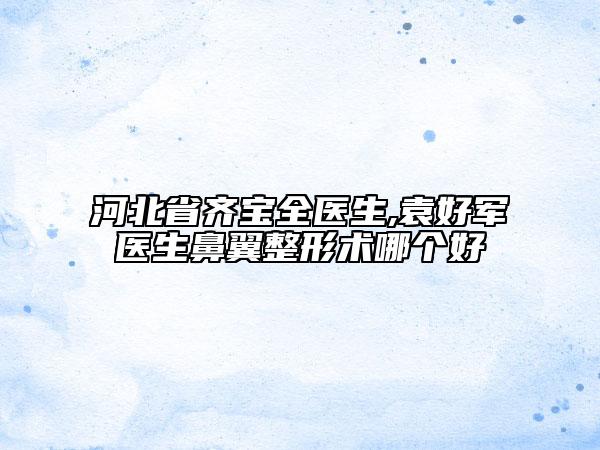 河北省齐宝全医生,袁好军医生鼻翼整形术哪个好