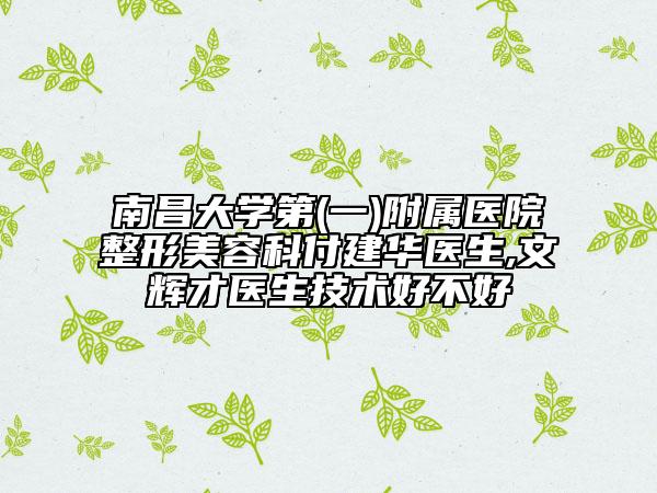 南昌大学第(一)附属医院整形美容科付建华医生,文辉才医生技术好不好