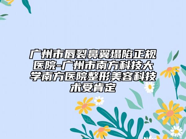 广州市唇裂鼻翼塌陷正规医院-广州市南方科技大学南方医院整形美容科技术受肯定