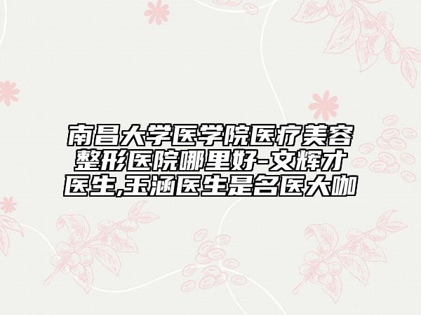 南昌大学医学院医疗美容整形医院哪里好-文辉才医生,玉涵医生是名医大咖
