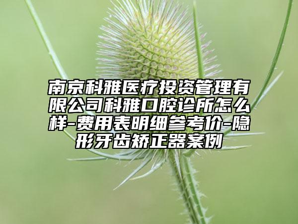 南京科雅医疗投资管理有限公司科雅口腔诊所怎么样-费用表明细参考价-隐形牙齿矫正器案例