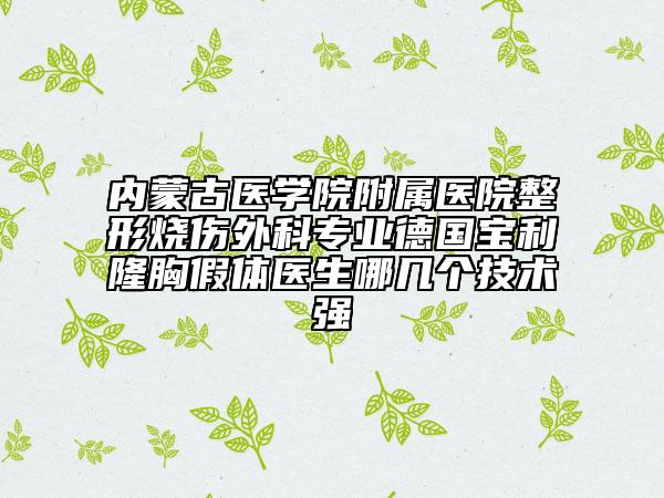 内蒙古医学院附属医院整形烧伤外科专业德国宝利隆胸假体医生哪几个技术强