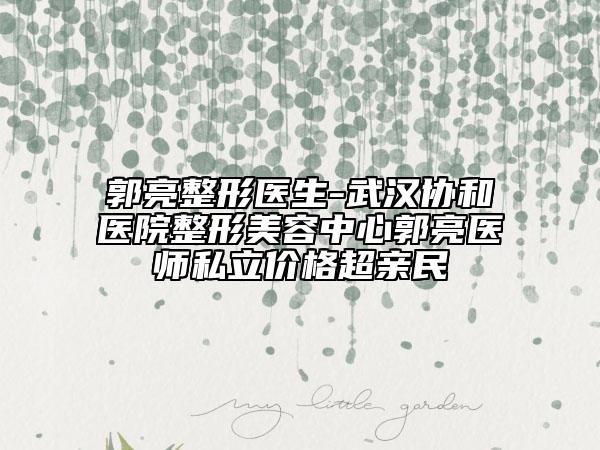 郭亮整形医生-武汉协和医院整形美容中心郭亮医师私立价格超亲民