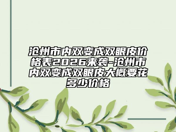 沧州市内双变成双眼皮价格表2026来袭-沧州市内双变成双眼皮大概要花多少价格