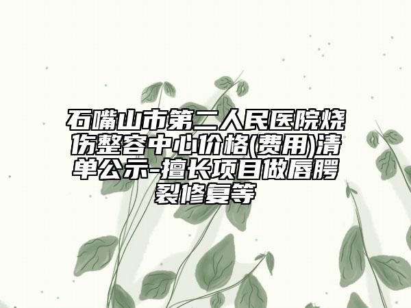 石嘴山市第二人民医院烧伤整容中心价格(费用)清单公示-擅长项目做唇腭裂修复等