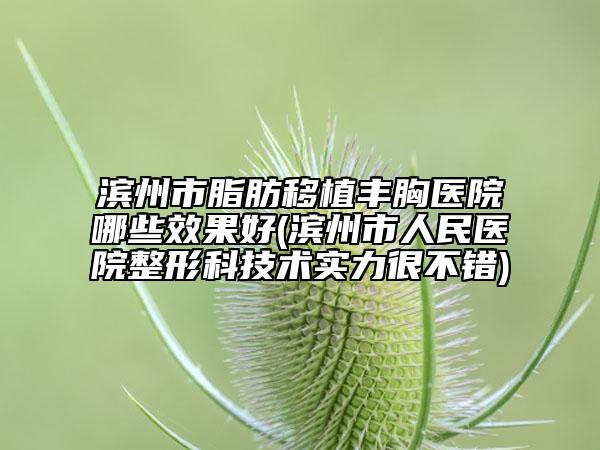 滨州市脂肪移植丰胸医院哪些效果好(滨州市人民医院整形科技术实力很不错)