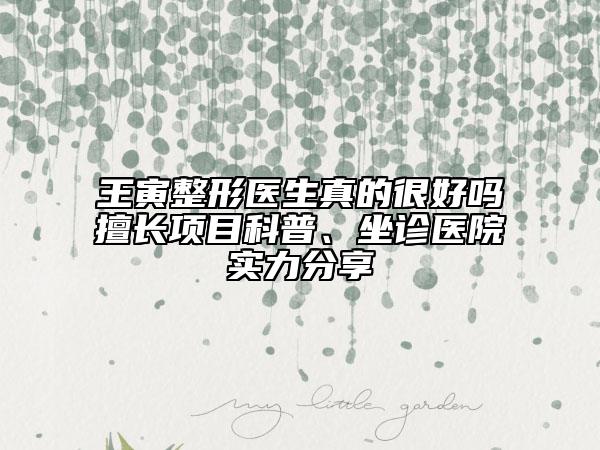 王寅整形医生真的很好吗擅长项目科普、坐诊医院实力分享