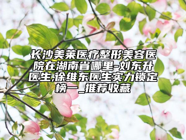 长沙美莱医疗整形美容医院在湖南省哪里-刘东升医生,徐维东医生实力锁定榜一_推荐收藏