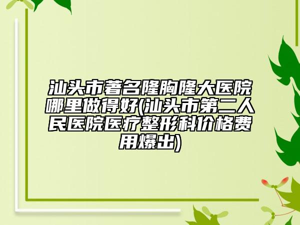 汕头市著名隆胸隆大医院哪里做得好(汕头市第二人民医院医疗整形科价格费用爆出)