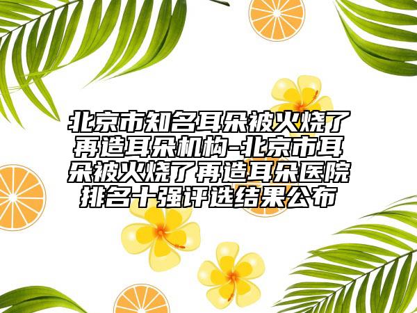 北京市知名耳朵被火烧了再造耳朵机构-北京市耳朵被火烧了再造耳朵医院排名十强评选结果公布
