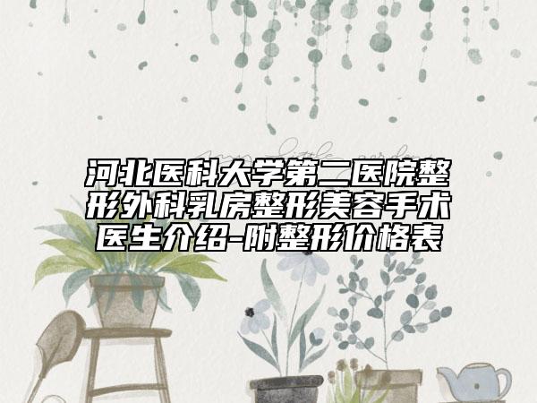 河北医科大学第二医院整形外科乳房整形美容手术医生介绍-附整形价格表