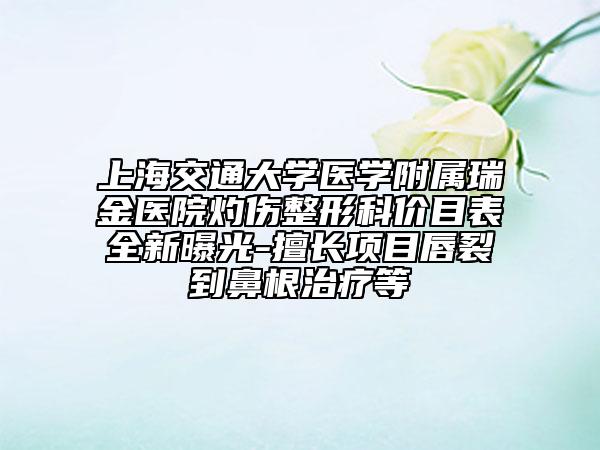 上海交通大学医学附属瑞金医院灼伤整形科价目表全新曝光-擅长项目唇裂到鼻根治疗等