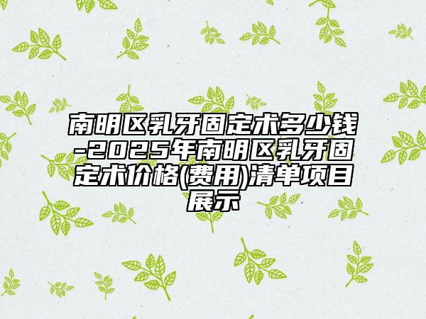 南明区乳牙固定术多少钱-2025年南明区乳牙固定术价格(费用)清单项目展示