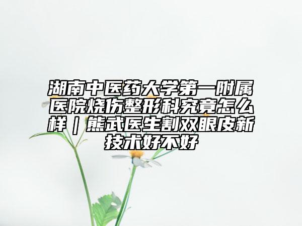 湖南中医药大学第一附属医院烧伤整形科究竟怎么样｜熊武医生割双眼皮新技术好不好