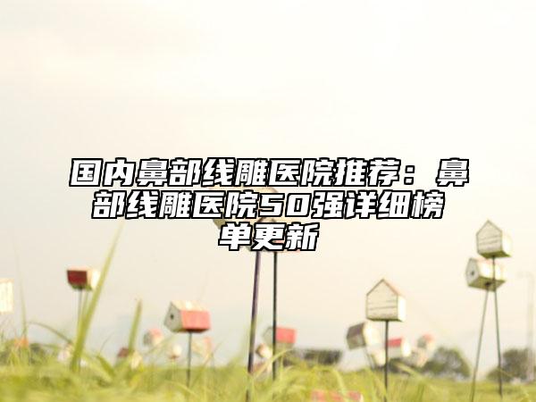 国内鼻部线雕医院推荐：鼻部线雕医院50强详细榜单更新