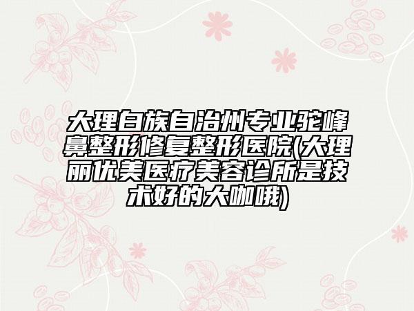 大理白族自治州专业驼峰鼻整形修复整形医院(大理丽优美医疗美容诊所是技术好的大咖哦)