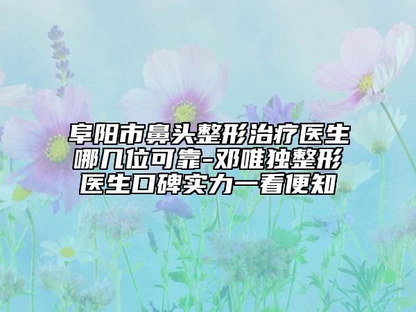 阜阳市鼻头整形治疗医生哪几位可靠-邓唯独整形医生口碑实力一看便知