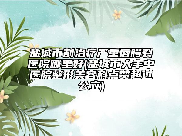 盐城市割治疗严重唇腭裂医院哪里好(盐城市大丰中医院整形美容科点赞超过公立)