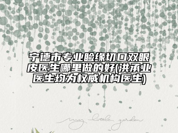 宁德市专业睑缘切口双眼皮医生哪里做的好(洪承业医生均为权威机构医生)
