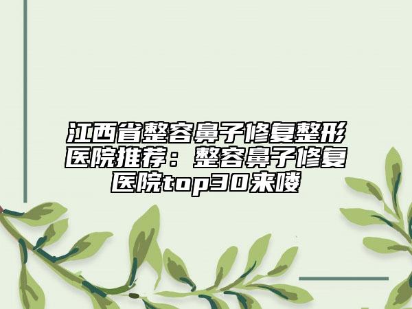 江西省整容鼻子修复整形医院推荐：整容鼻子修复医院top30来喽