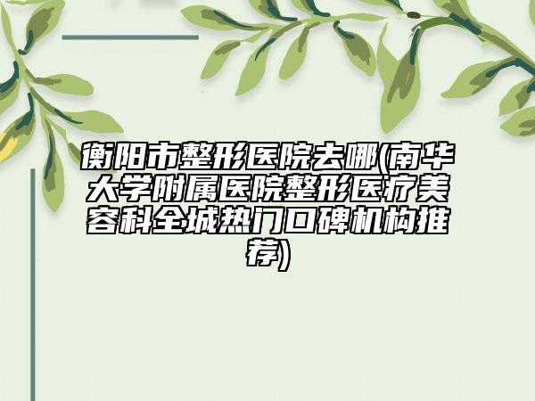 衡阳市整形医院去哪(南华大学附属医院整形医疗美容科全城热门口碑机构推荐)
