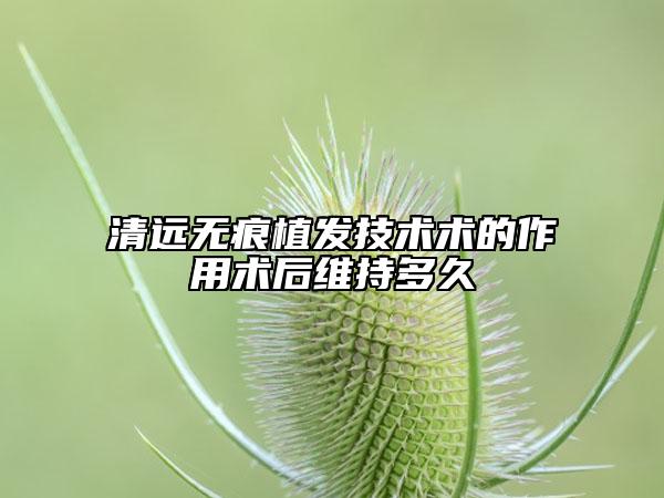 清远无痕植发技术术的作用术后维持多久