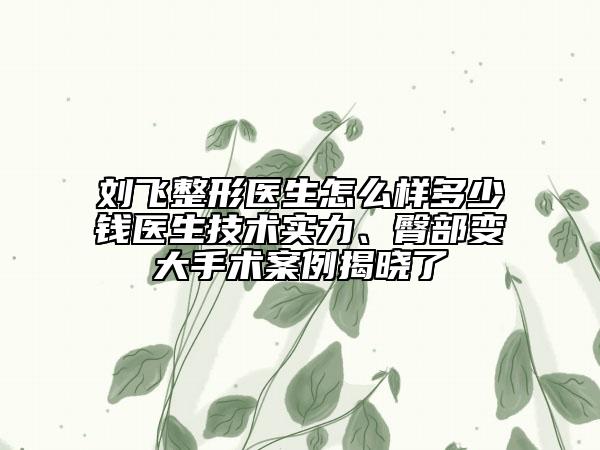 刘飞整形医生怎么样多少钱医生技术实力、臀部变大手术案例揭晓了