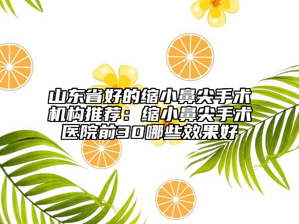 山东省好的缩小鼻尖手术机构推荐：缩小鼻尖手术医院前30哪些效果好