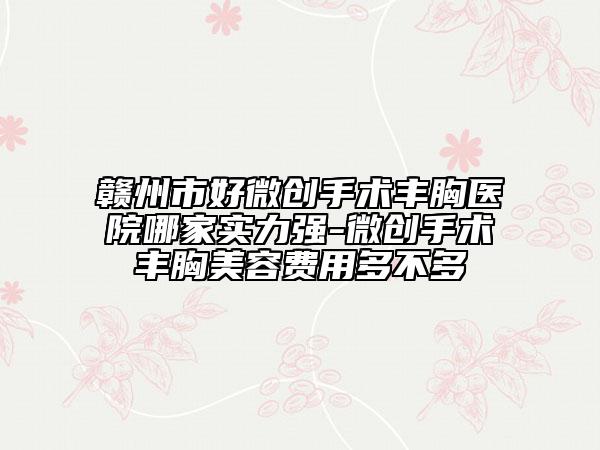 赣州市好微创手术丰胸医院哪家实力强-微创手术丰胸美容费用多不多