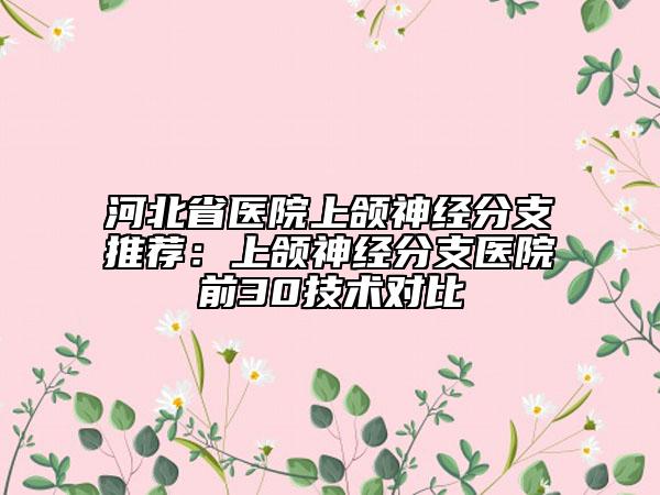 河北省医院上颌神经分支推荐：上颌神经分支医院前30技术对比