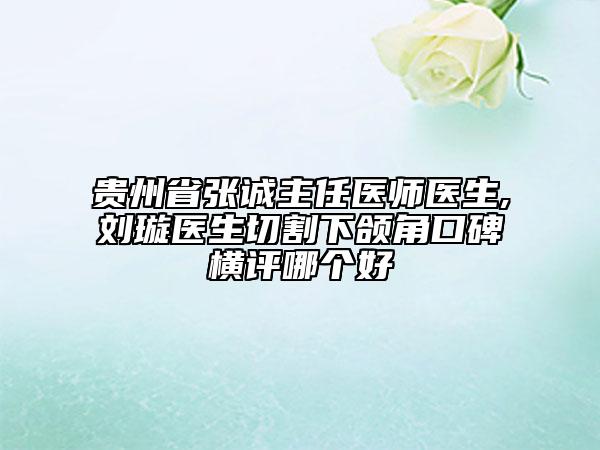 贵州省张诚主任医师医生,刘璇医生切割下颌角口碑横评哪个好
