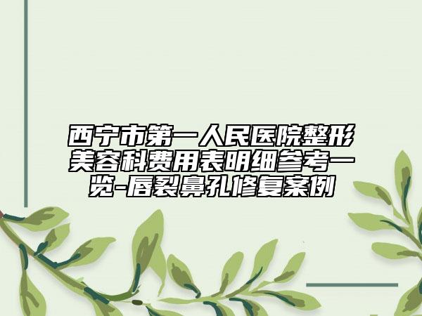 西宁市第一人民医院整形美容科费用表明细参考一览-唇裂鼻孔修复案例