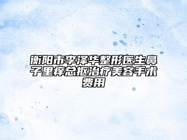衡阳市李泽华整形医生鼻子里痒总抠治疗美容手术费用