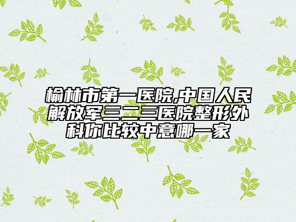 榆林市第一医院,中国人民解放军三二三医院整形外科你比较中意哪一家