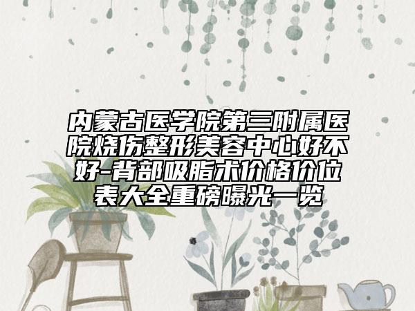 内蒙古医学院第三附属医院烧伤整形美容中心好不好-背部吸脂术价格价位表大全重磅曝光一览