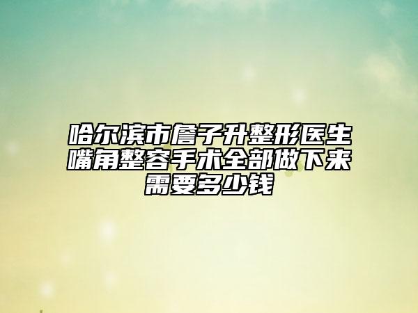 哈尔滨市詹子升整形医生嘴角整容手术全部做下来需要多少钱
