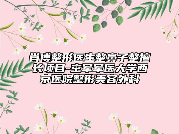 肖博整形医生整鼻子整擅长项目-空军军医大学西京医院整形美容外科