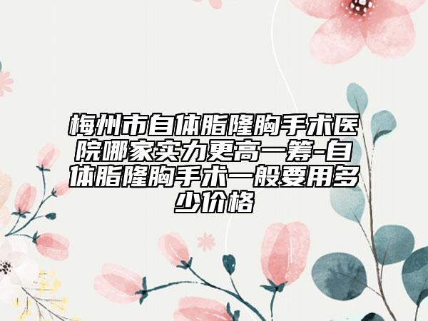 梅州市自体脂隆胸手术医院哪家实力更高一筹-自体脂隆胸手术一般要用多少价格