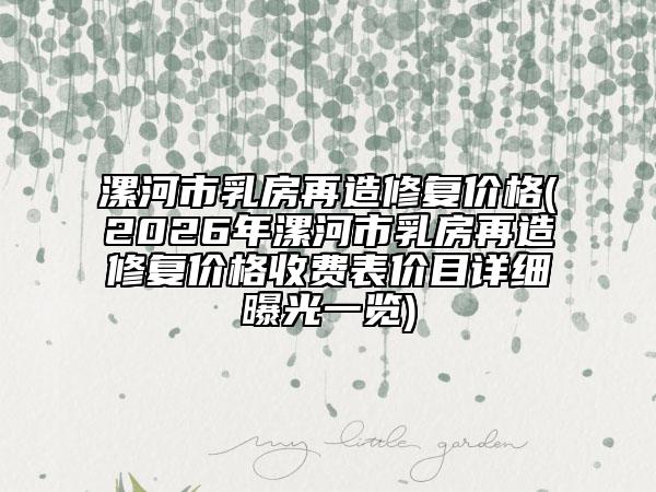 漯河市乳房再造修复价格(2026年漯河市乳房再造修复价格收费表价目详细曝光一览)